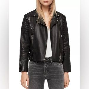 Authentic ALLSAINTS Papin Lamb Leather Biker Jacket in black. Great condition.